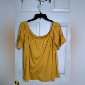 A New Day Gold Smocked Short Sleeve Blouse